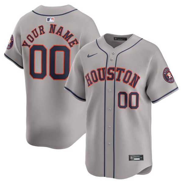 Mens Houston Astros Customized Gray 2024 Away Limited Stitched Baseball Jersey->customized mlb jersey->Custom Jersey